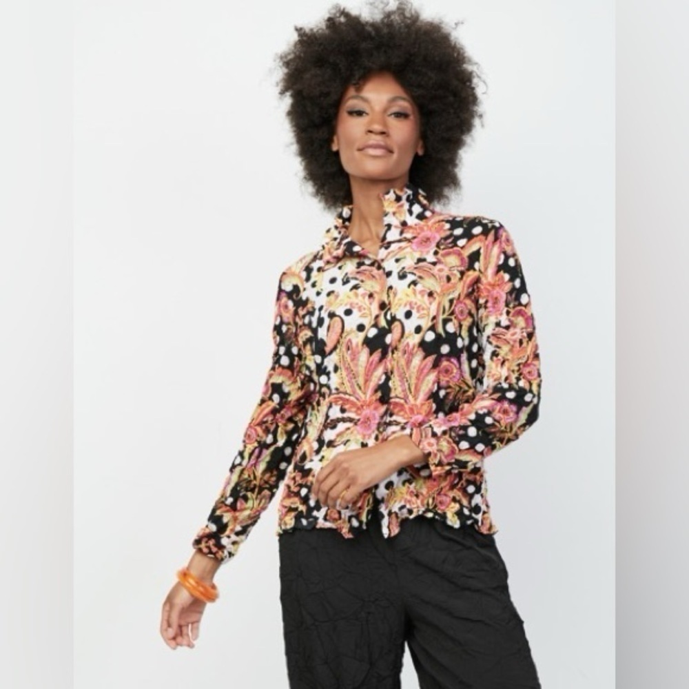 * New HABITAT LIV | CRINKLE COMFY EASY CARE TOP Poppy
